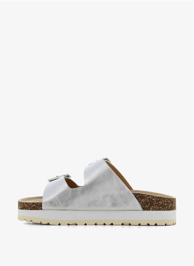 SJ - Women's Buckle Detail Slip-On Sandals - Image 1