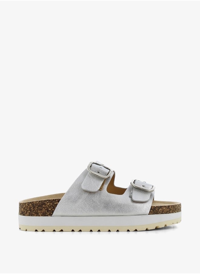 SJ - Women's Buckle Detail Slip-On Sandals - Image 1
