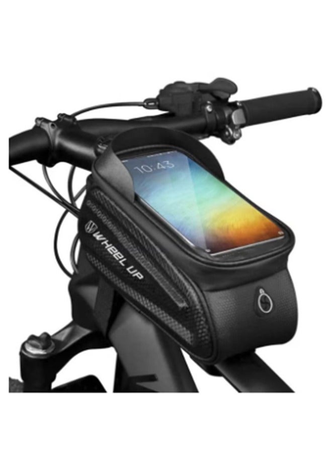 wheel up Waterproof Pouch Bike Bag Bicycle Bag Front Handlebar Frame, Touch Screen Mobile Phone Mount Holder Basket with Storage up to 7" - Image 1