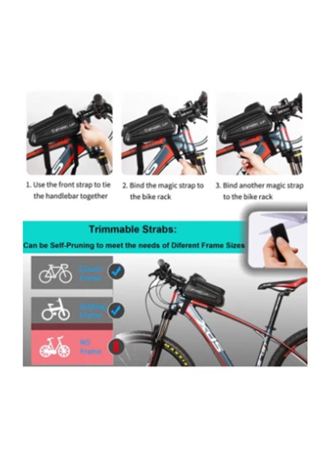 wheel up Waterproof Pouch Bike Bag Bicycle Bag Front Handlebar Frame, Touch Screen Mobile Phone Mount Holder Basket with Storage up to 7" - Image 4