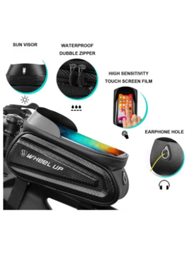 wheel up Waterproof Pouch Bike Bag Bicycle Bag Front Handlebar Frame, Touch Screen Mobile Phone Mount Holder Basket with Storage up to 7" - Image 5