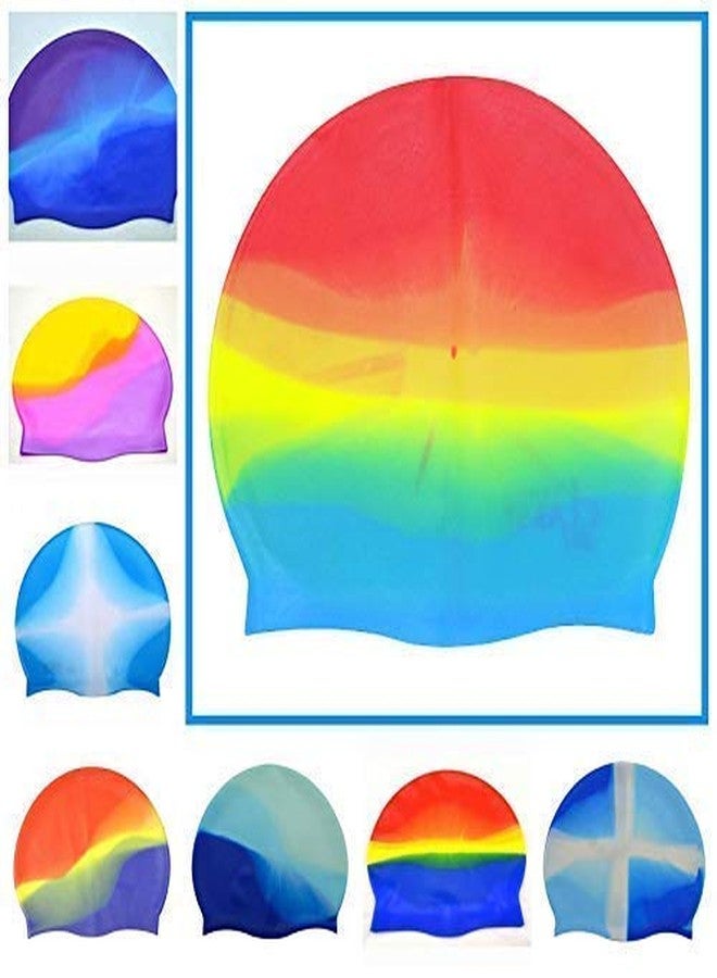 GLAN Silicone Waterproof Swimming Cap for Long and Short Hair Cover Head to Keep Hair Dry Swim Cap for Kids and Adults Multicolour Pack of 1 (M3) - Image 3