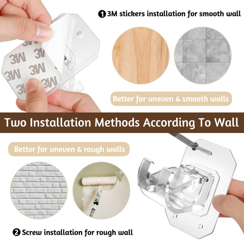 Codoule 2PCS No Drill Curtain Rod Brackets,Curtain Rod Holders No Drilling,Adhesive Curtain Rod Hooks,Nail Free Adjustable Curtain Hangers,Lokinsetin Perforated Non Nail Screw Stick On Sticky Drape Pole Stand - Image 3