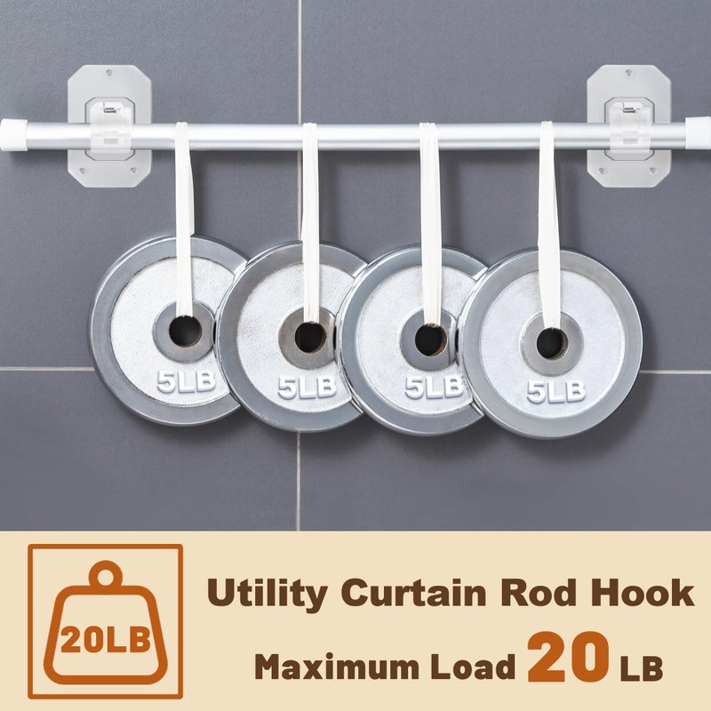 Codoule 2PCS No Drill Curtain Rod Brackets,Curtain Rod Holders No Drilling,Adhesive Curtain Rod Hooks,Nail Free Adjustable Curtain Hangers,Lokinsetin Perforated Non Nail Screw Stick On Sticky Drape Pole Stand - Image 4
