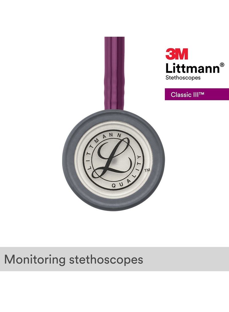 3M Littmann Littman Classic III Monitoring Stethoscope 27 inch Plum Tube 5831 - Image 4