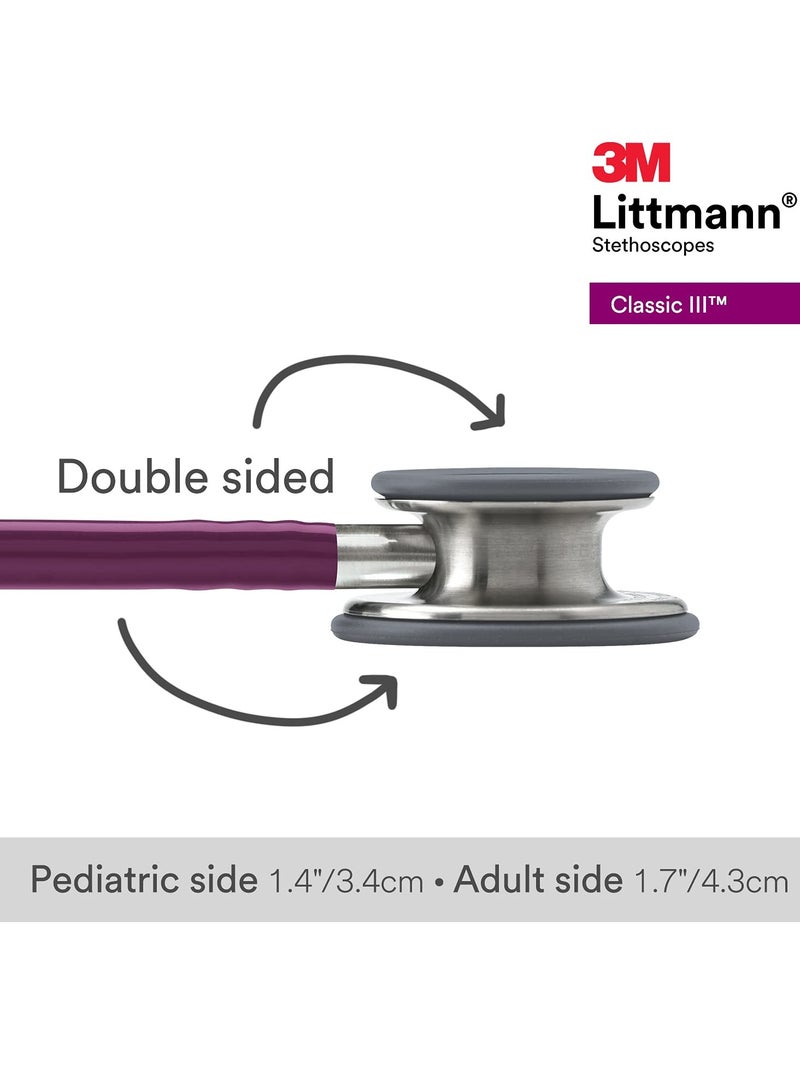 3M Littmann Littman Classic III Monitoring Stethoscope 27 inch Plum Tube 5831 - Image 5