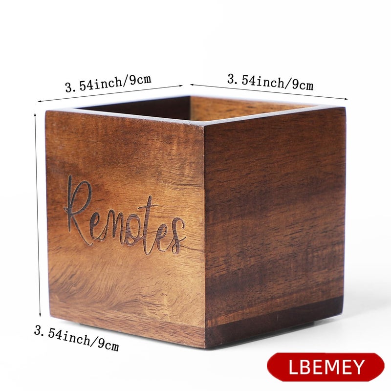 LBEMEY Acacia Wood TV Remote Holder, Caddy and Organizer for Table, Vintage Farmhouse Desk Caddy (Brown for 2 or 3 Remote Controls) - Image 2