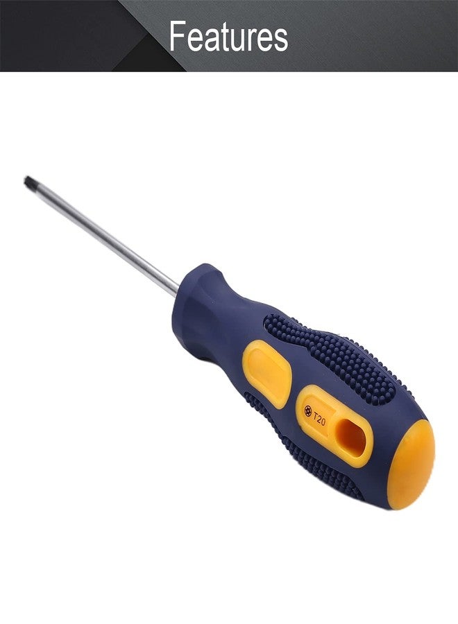 اتول مارت مفك براغي توركس من يو تول مارت، مفك براغي مغناطيسي آمن على شكل نجمة T20 مع عمود CR-V بطول 100 مم ومقبض أسود وأصفر، قطعة واحدة - Image 4