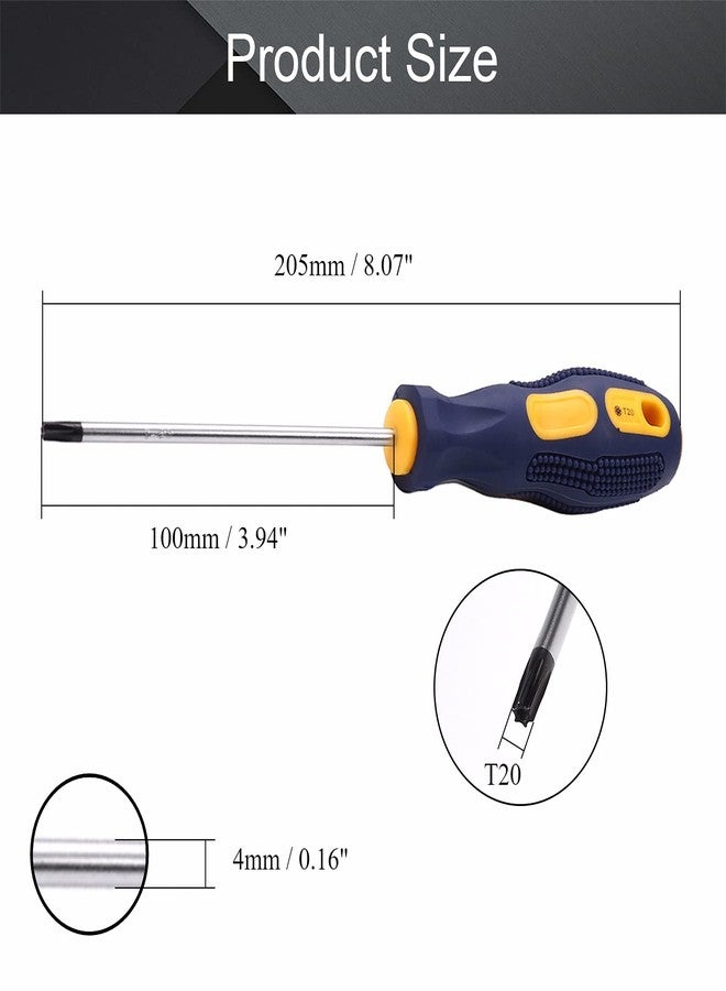 اتول مارت مفك براغي توركس من يو تول مارت، مفك براغي مغناطيسي آمن على شكل نجمة T20 مع عمود CR-V بطول 100 مم ومقبض أسود وأصفر، قطعة واحدة - Image 2