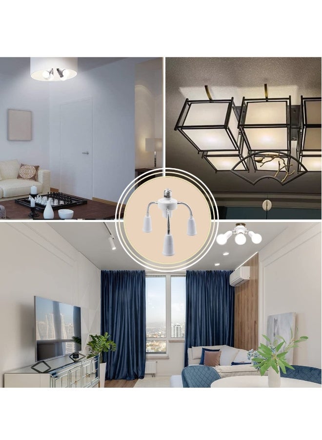 محول قاعدة لمبة كهربائية 4 في 1، موزع لمبات، قاعدة لمبة قابلة للتعديل، تمديد قاعدة لمبات LED القياسية E26 أو E27، دوران 360 درجة، 1 حزمة - Image 5