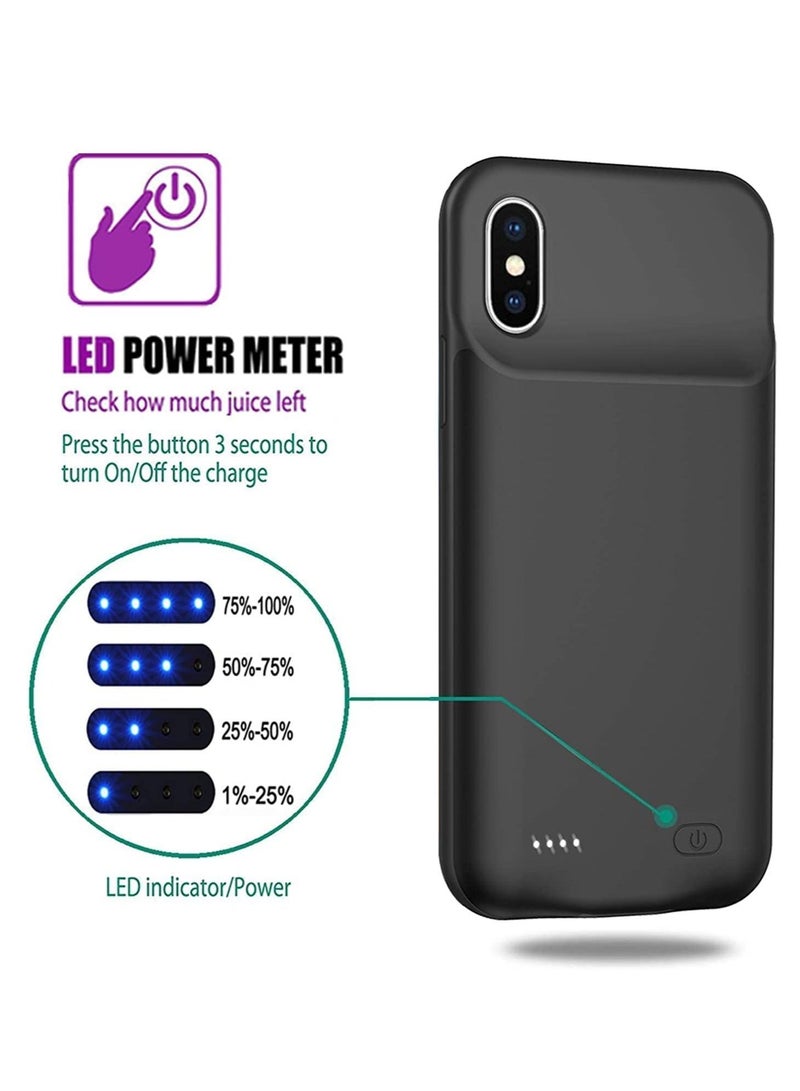 Phone Planet Battery Case for iPhone XS/X/10, Rechargeable 3200mAh Portable Charging Case Extended Battery Pack Cover Power Bank Charger Case for iPhone Xs/X[5.8 inch]-Black - Image 2