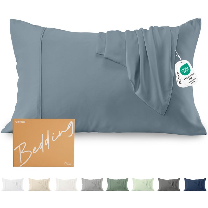GOKOTTA Envelope Pillow Cases Queen Size 2 Pack, 100% Rayon Made from Bamboo Cooling Pillowcases Soft and Silky for Hair and Face (20"*30") - Image 1