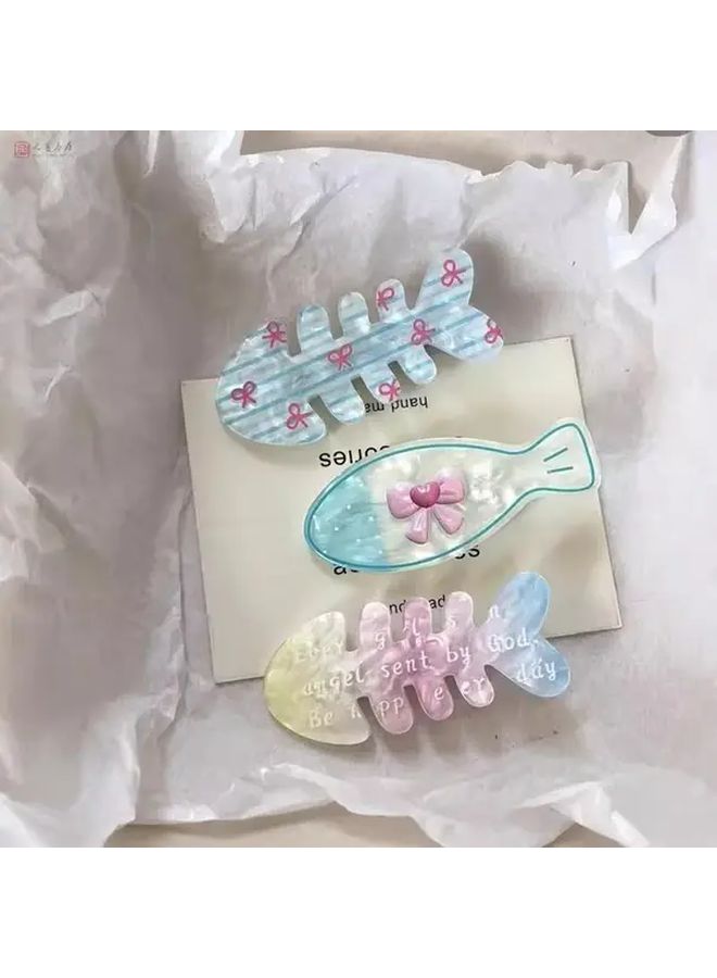 4 Pcs Laser Powder Gradient Fish Hair Clips For Girls With Floral Butterfly Bow Heart Designs - Image 5