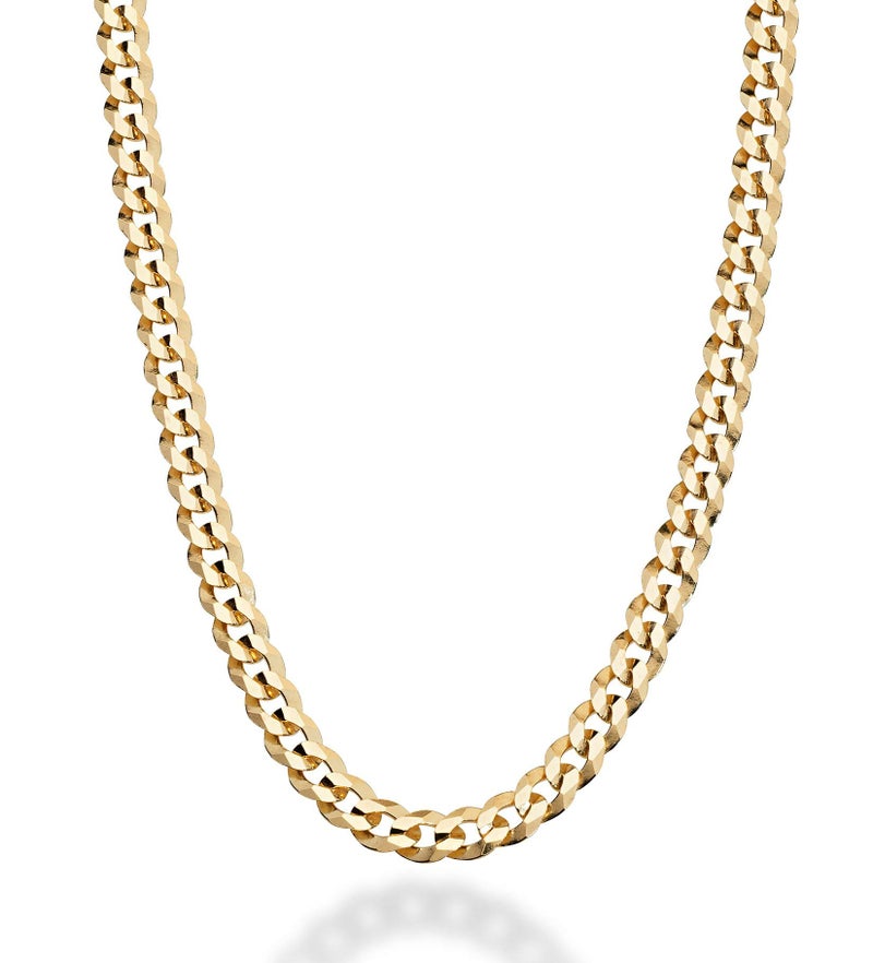 Miabella Italian 18K Gold Plated 925 Sterling Silver 5mm Diamond-Cut Cuban Link Curb Chain Necklace for Women Men, Made in Italy (20 Inches) - Image 1
