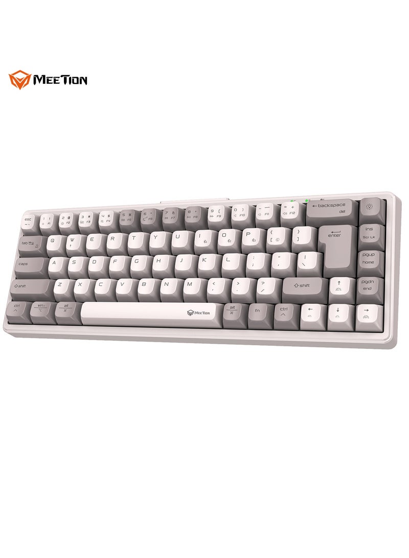 Meetion كيبورد ميتيون ميكانيكي لاسلكي RGB ثلاثي الوضع MK12 بتصميم 65% (أبيض) - Image 3