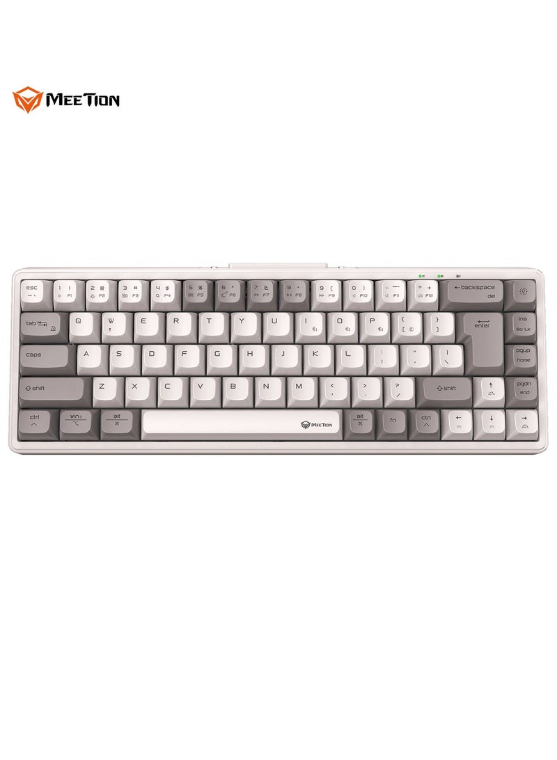 Meetion كيبورد ميتيون ميكانيكي لاسلكي RGB ثلاثي الوضع MK12 بتصميم 65% (أبيض) - Image 1