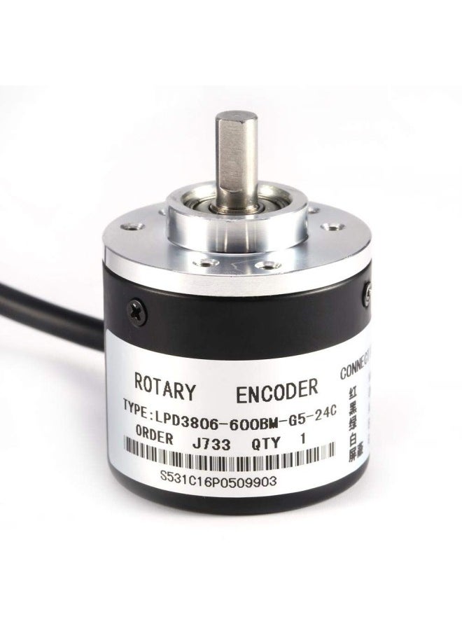WYBOT - Rotary Encoder, 600P/R Photoelectric Incremental Rotary Encoder 5V-24V AB 2-Phases Wide Voltage Power Supply 6mm Shaft - Image 1