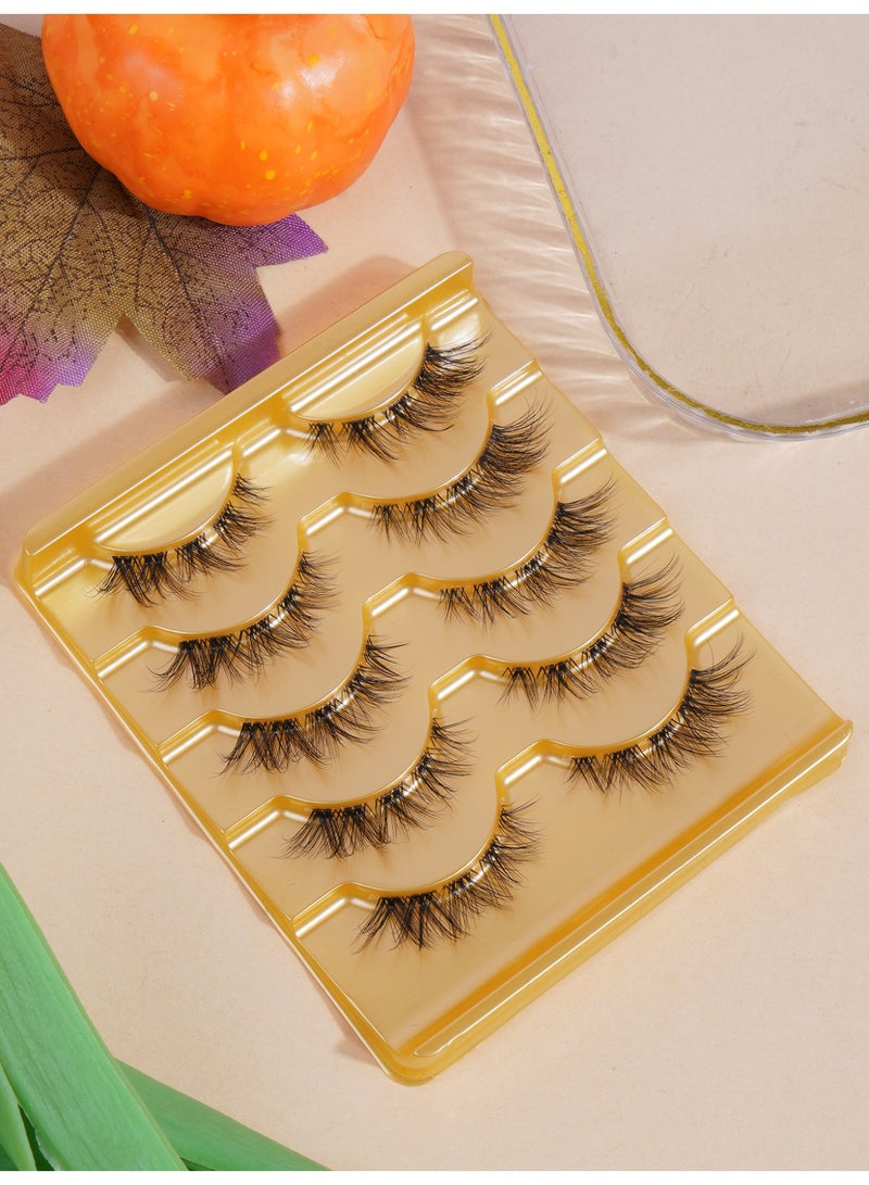 MAGEFY رموش صناعية رموش رقيقة مظهر طبيعي رموش ناعمة رموش مقلدة من الفرو الصناعي حجم 5 أزواج رموش كثيفة حزم رموش مزيفة - Image 3