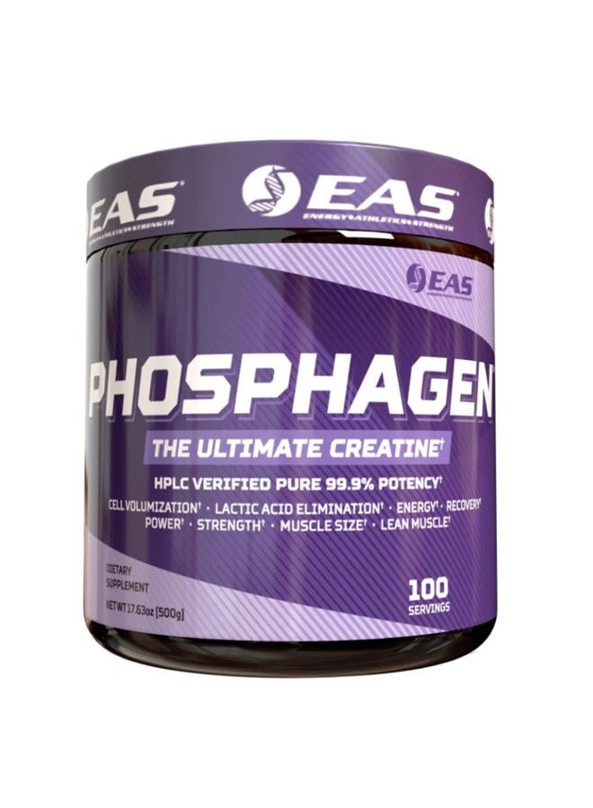 EAS Experimental and Applied Sciences Phosphagen Ultimate Creatine Powder | Power, Strength, Muscle Size, & Cell Volumization | Pure 99.9% Potency | 100 Servings (Unflavored) - Image 1