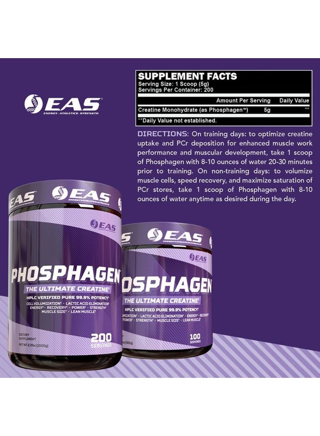 EAS Experimental and Applied Sciences Phosphagen Ultimate Creatine Powder | Power, Strength, Muscle Size, & Cell Volumization | Pure 99.9% Potency | 100 Servings (Unflavored) - Image 2