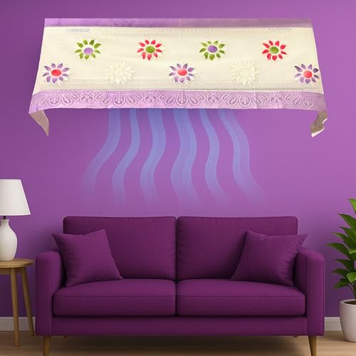 Da Anushi Cotton Net Split AC Cover Indoor Unit for 1.5 Ton Capacity AC, Premium Work Indoor AC Dust Protection Cover Designer Summer Ac Cover for 1.5 Ton Ac (38 X 15.35 X 7.8 inch, Purple) - Image 1