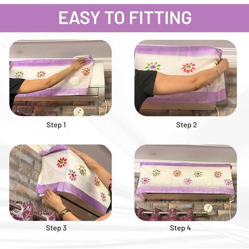 Da Anushi Cotton Net Split AC Cover Indoor Unit for 1.5 Ton Capacity AC, Premium Work Indoor AC Dust Protection Cover Designer Summer Ac Cover for 1.5 Ton Ac (38 X 15.35 X 7.8 inch, Purple) - Image 2