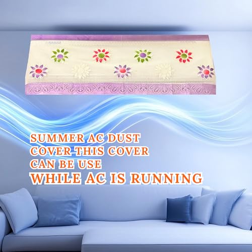 Da Anushi Cotton Net Split AC Cover Indoor Unit for 1.5 Ton Capacity AC, Premium Work Indoor AC Dust Protection Cover Designer Summer Ac Cover for 1.5 Ton Ac (38 X 15.35 X 7.8 inch, Purple) - Image 4