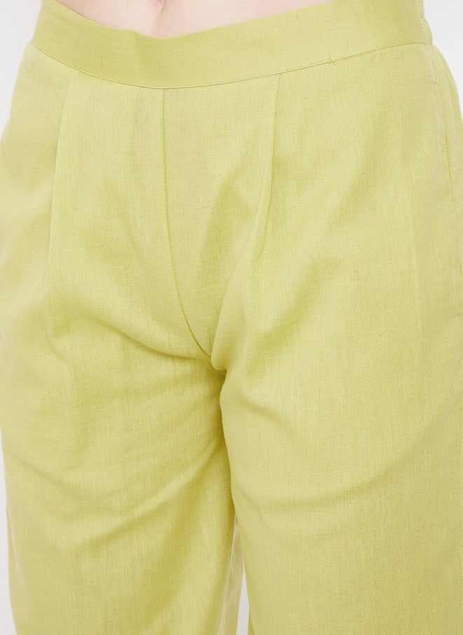 WineRed Green Printed Kurta with Trousers for Women - Image 3