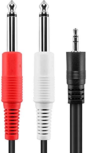 KEBILSHOP Stereo 2/Dual Mono 6.35 mm P38 Male to 3.5 mm Stereo Aux Male Gold Plated 24K PVC Rubberized Cord Cable for Guitar, Sound Mixers, Other Professional Audio Equipment (1.2 Meter, Black) - Image 2