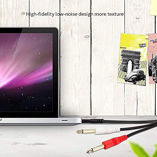 KEBILSHOP Stereo 2/Dual Mono 6.35 mm P38 Male to 3.5 mm Stereo Aux Male Gold Plated 24K PVC Rubberized Cord Cable for Guitar, Sound Mixers, Other Professional Audio Equipment (1.2 Meter, Black) - Image 5
