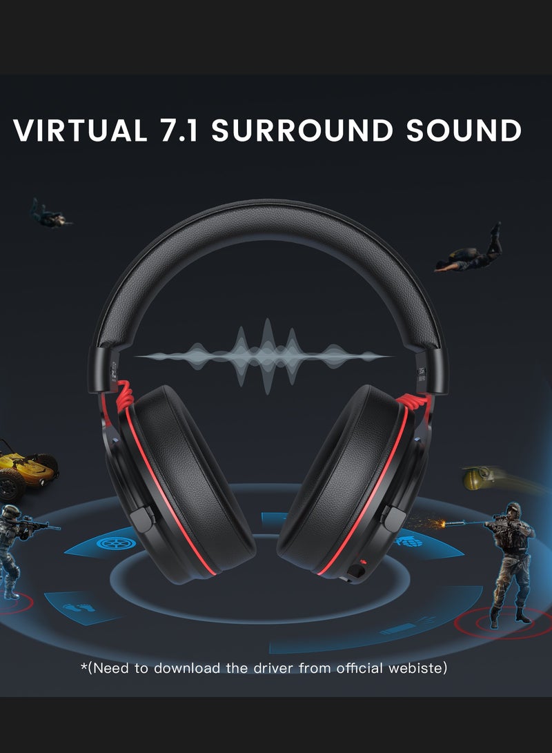 EKSA EKSA USB Gaming Headset for PC - Computer Headset with Detachable Noise Cancelling Mic, 7.1 Surround Sound, 50MM Driver - Headphones with Microphone for PS4/PS5, Xbox One, Laptop, Office - Image 2