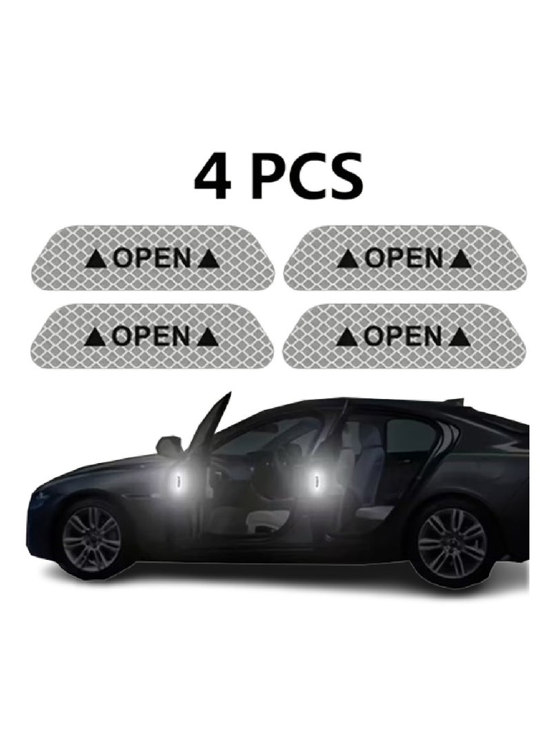  ROAD HQ ملصقات عاكسة عالية الوضوح لأبواب السيارة، ملصقات تحذيرية بيضاء، عبوة من 4 قطع - Image 3