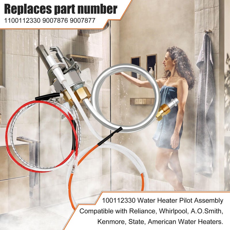 Pulaim Upgrade 100112330 Water Heater Pilot Assembly, Replace 9007876 Thermopile, Compatible with 300 301 Series Whirlpool Water Heater Parts & A.O.Smith, American, State, Kenmore, Reliance - Image 4