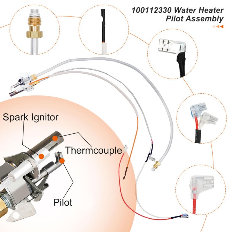 Pulaim Upgrade 100112330 Water Heater Pilot Assembly, Replace 9007876 Thermopile, Compatible with 300 301 Series Whirlpool Water Heater Parts & A.O.Smith, American, State, Kenmore, Reliance - Image 2
