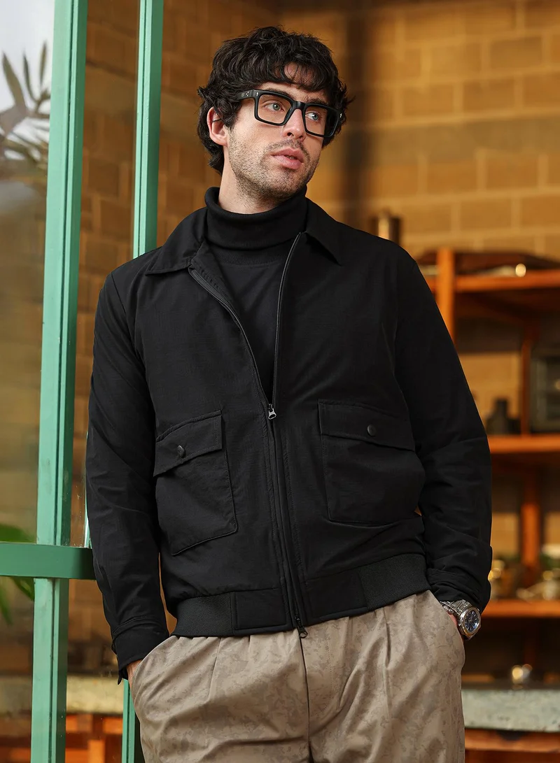 كامبوس سوترا جاكيت رجالي بنقشة هندسية وسحاب أمامي