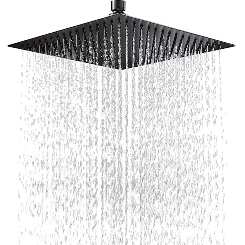TOSCH Stainless Steel 304 12X12 INCHES Showerhead Grade High Pressure Square BLACK Extra Heavy Rainfall Ultra Slim Ceiling or Wall mount Overhead Shower Only (WITHOUT ARM) Black matte Finish (Series-Super Heavy) - Image 1