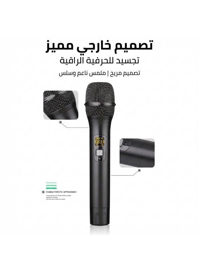 نظام الميكروفون اللاسلكي الاحترافي ZFSZ E2 ثنائي الترددات UHF مع ترددات قابلة للتعديل ومستقبل قابل لإعادة الشحن ومجموعة كاملة من الملحقات، مخصص للكاريوكي والمؤتمرات والحفلات - Image 2