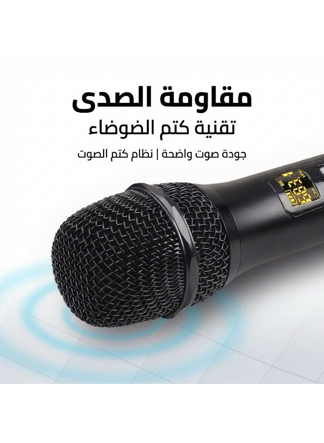 نظام الميكروفون اللاسلكي الاحترافي ZFSZ E2 ثنائي الترددات UHF مع ترددات قابلة للتعديل ومستقبل قابل لإعادة الشحن ومجموعة كاملة من الملحقات، مخصص للكاريوكي والمؤتمرات والحفلات - Image 4