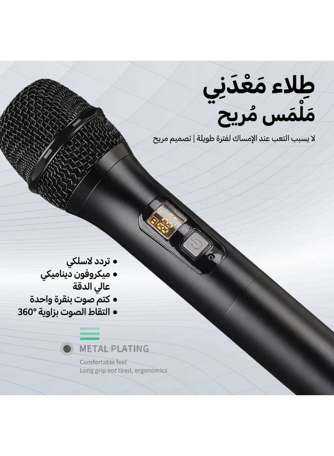 نظام الميكروفون اللاسلكي الاحترافي ZFSZ E2 ثنائي الترددات UHF مع ترددات قابلة للتعديل ومستقبل قابل لإعادة الشحن ومجموعة كاملة من الملحقات، مخصص للكاريوكي والمؤتمرات والحفلات - Image 5