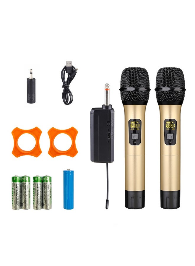 نظام الميكروفون اللاسلكي الاحترافي ZFSZ E2 ثنائي الترددات UHF مع ترددات قابلة للتعديل ومستقبل قابل لإعادة الشحن ومجموعة كاملة من الملحقات، مخصص للكاريوكي والمؤتمرات والحفلات - Image 1