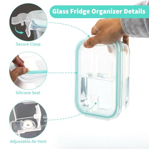 Piszvbej 2 Pack Fruit Storage Containers for Fridge, Glass Fruit Containers for Fridge with Airtight Lid, Airflow Vent Design to Keep Produce Fresh Longer, Ideal for Fruits and Vegetables Storage - Image 3