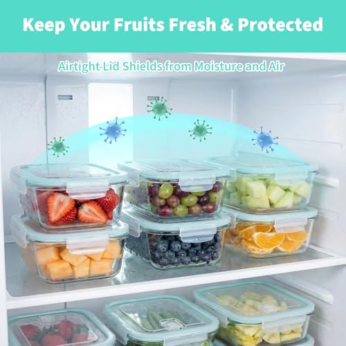Piszvbej 2 Pack Fruit Storage Containers for Fridge, Glass Fruit Containers for Fridge with Airtight Lid, Airflow Vent Design to Keep Produce Fresh Longer, Ideal for Fruits and Vegetables Storage - Image 4
