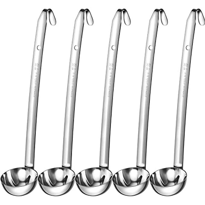 Cunhill 5 Pcs Soup Ladles Stainless Steel Serving Ladles with Long Handle for Serving, Cooking, Stirring, Portioning Kitchen Restaurant Accessories(2 oz) - Image 1