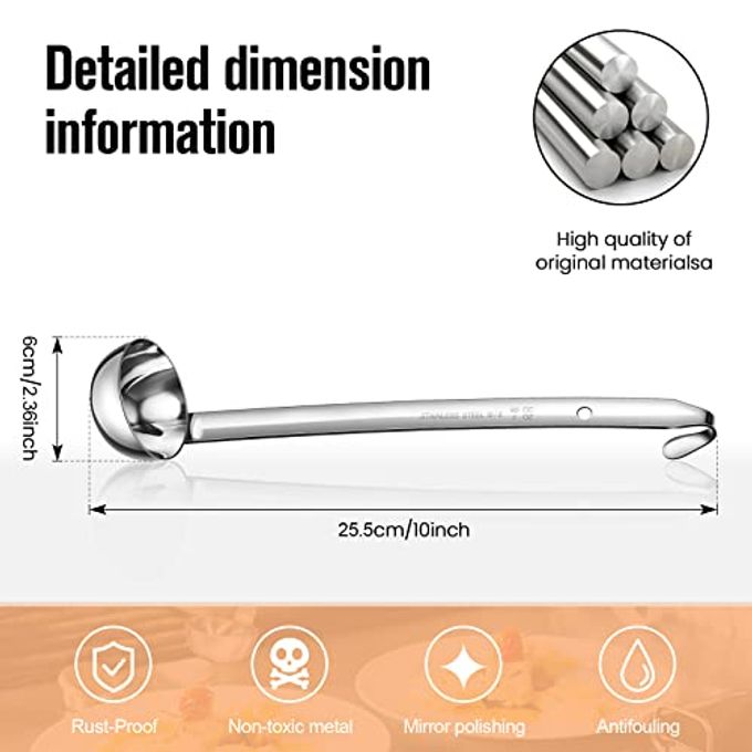 Cunhill 5 Pcs Soup Ladles Stainless Steel Serving Ladles with Long Handle for Serving, Cooking, Stirring, Portioning Kitchen Restaurant Accessories(2 oz) - Image 5