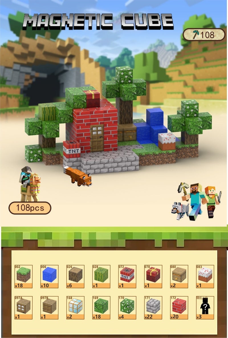 Magnetic Block Toy Building Blocks World Magnetic Building Blocks Mineral Cave Diamond Building Minifigure Underground Exploration Kidsren'S Puzzle - Image 1