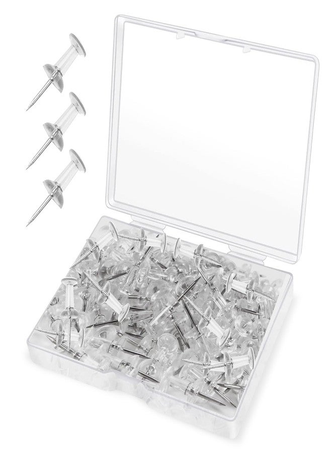 Braidz Clear Thumb Tacks for Wall 100- Pack - Clear Plastic Head Thumbtacks with Steel Point - Push Pins for Bulletin Board, Corkboard, Map, Calendar, Photo, Home Office, and Craft Projects - Image 1