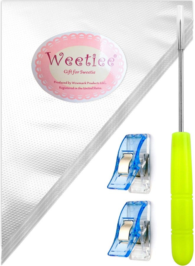 Weetiee Tipless Piping Bags - 100pcs 12-Inch Disposable Piping Pastry Bag for Royal Icing/Cookies Decorating - Best Frosting Icing Bags Cookie/Cake Decorating Tools - Bonus 2 Clips &1 Scriber Needle - Image 1