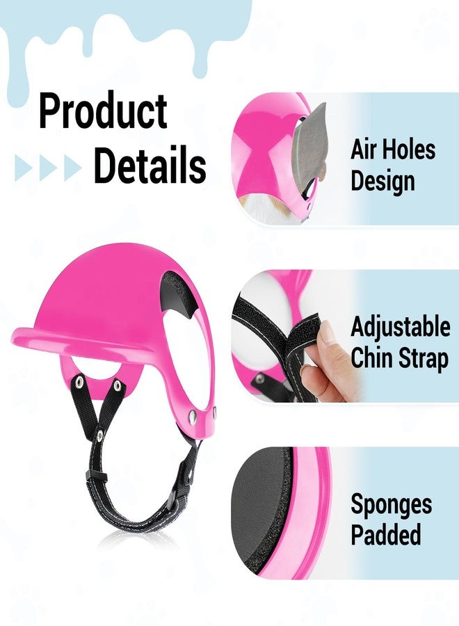 BillionChains Dog Helmet with Dog Goggles for Small Dogs - Pet Motorcycle Helmet Hat with Ear Holes Adjustable Straps Safety Helmet for Puppy Riding - Pink - Image 4