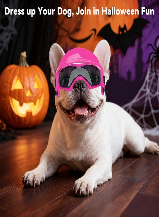 BillionChains Dog Helmet with Dog Goggles for Small Dogs - Pet Motorcycle Helmet Hat with Ear Holes Adjustable Straps Safety Helmet for Puppy Riding - Pink - Image 2