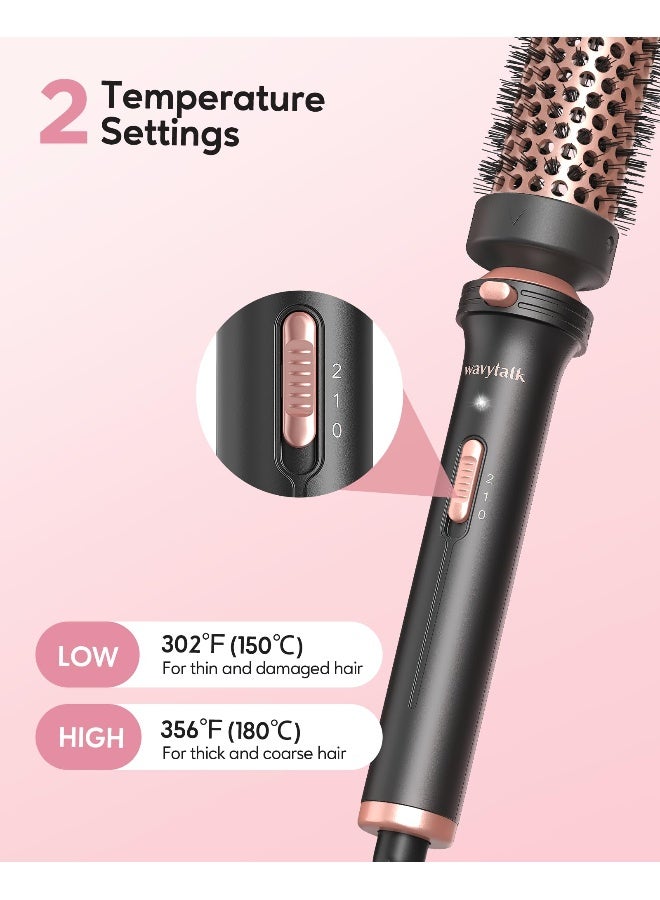 Wavytalk Thermal Brush 1 12 inch Heated Round Brush with Detachable Head Velvet Pouch and Dual Voltage for Travel Easy to Create Blowout Look Rose Gold - Image 4